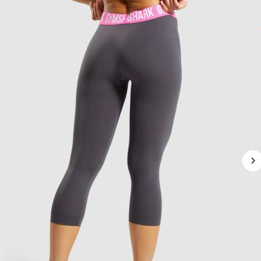 Gymshark Fit Cropped Leggings Charcoal/Pink